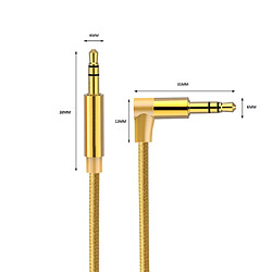 Avis Wewoo Cable Jack Auxiliaire AV01 Câble audio coudé mâle à 3,5 mmlongueur 1 m or