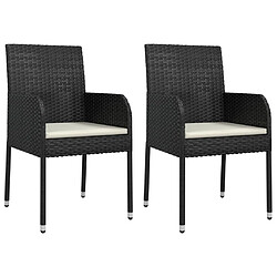 Avis Maison Chic Ensemble à manger d'extérieur 7 pcs avec coussins,Salon de jardin,Mobilier de jardin Noir Résine tressée -GKD406663