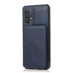 Coque en TPU + PU antichute, rétro avec béquille et porte-cartes bleu pour votre Samsung Galaxy A32 4G (EU Version)