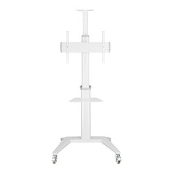 Kimex Support mobile pour écran Visioconférence 37''-70'' Hauteur 125-160cm Blanc pas cher