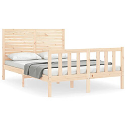 Maison Chic Cadre/structure de lit avec tête de lit pour adulte - Lit Moderne Chambre 120x200 cm bois massif -MN11940