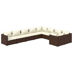 Maison Chic Salon de jardin 9 pcs + coussins - Mobilier/Meubles de jardin - Table et chaises d'extérieur Résine tressée Marron -MN86791