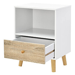 Avis Helloshop26 Table de chevet à tiroir 54 x 40 x 30 cm blanc effet chêne 03_0008689