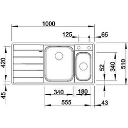 Avis BLANCO - évier à encastrer ou à monter à fleur de plan, inox lisse satiné, 1 cuve et demie
