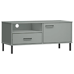 Maison Chic Meuble TV scandinave avec pieds - Banc TV pour salon en métal Gris Bois de pin massif OSLO -MN51699