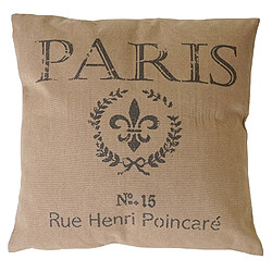 Decoshop26 Coussin marron motif Paris 45x45 cm déhoussable DEC04076