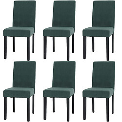 Decoshop26 Lot de 6 chaises de salle à manger design moderne dossier haut en tissu velours côtelé vert et pieds en bois foncé 04_0007644