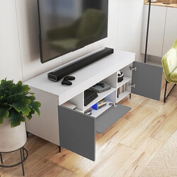 Selsey Meuble tv - GUSTO - 137 cm - blanc mat / gris mat - style contemporain