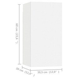 vidaXL Meuble TV Blanc 30,5x30x60 cm Bois d’ingénierie pas cher