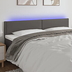 Maison Chic Tête de lit moderne à LED lumineuse pour chambre - Décoration de lit Gris 200x5x78/88 cm Similicuir -MN91153