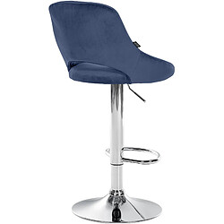 Acheter Decoshop26 Lot de 2 tabourets de bar avec repose-pieds en forme d'arc assise en tissu velours bleu cadre en métal TDB10755