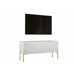 3XELIVING Meuble TV en couleur Cachemire avec pieds droits en or, D: l : 100 cm, H : 52 cm, P : 32 cm