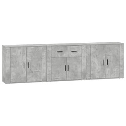 vidaXL Buffets 3 pcs gris béton bois d'ingénierie