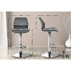 Avis Decoshop26 Tabouret de bar x1 avec repose-pieds hauteur réglable pivotant en PVC et plastique gris et métal 10_0004905