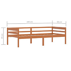 vidaXL Cadre de lit sans matelas Marron miel Bois pin massif 90x200 cm pas cher