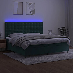 Acheter Maison Chic Lit adulte- Lit + matelas + LED,Sommier à lattes de lit matelas et LED Vert foncé 200x200 cm -GKD16288