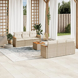 Maison Chic Salon de jardin avec coussins 7 pcs | Ensemble de Table et chaises | Mobilier d'Extérieur beige résine tressée -GKD86103