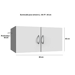 Inside 75 Surmeuble colonne de rangement LUND blanc mat 80 x 40 cm profondeur