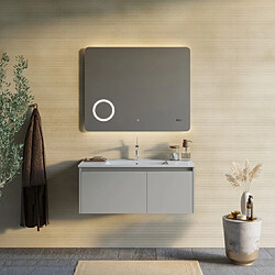 Kiamami Valentina ARMOIRE DE SALLE DE BAIN MURALE 100CM SABLE MAT ET MIROIR À LED TACTILE | MONACO