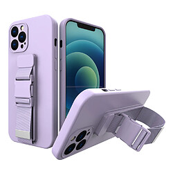 Ozzzo housse en corde gel tpu housse air etui avec laniere pour iphone 12 pro max violet