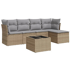 Maison Chic Salon de jardin avec coussins 6 pcs | Ensemble de Table et chaises | Mobilier d'Extérieur beige résine tressée -GKD23114