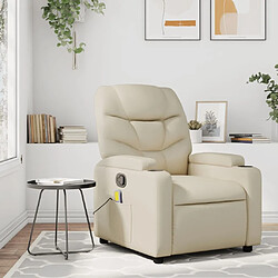 Maison Chic Fauteuil inclinable,Fauteuil luxe de relaxation de massage Crème Similicuir -MN59877