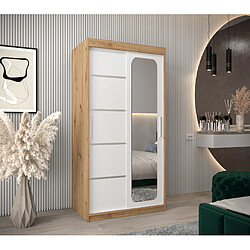 Abiks Meble Armoire PROMO V2 À Portes Coulissantes 200/100/62 2 Portes (Artisan/Blanc)