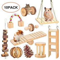 Avis Hamster Jouets À Mâcher, lapin de compagnie Dent Mâcher Jouet Naturel En Bois Gerbille Rats Chinchillas Jouet Accessoires Haltères Exercice Cloche