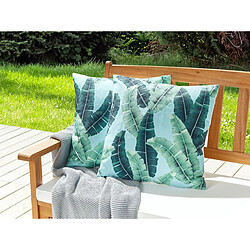 Beliani Lot de 2 coussins BOISSANO 45 x 45 cm Motif de plante Vert