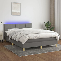 Sommier à lattes,Cadre à lattes de lit et matelas et LED pour Adulte Gris foncé 140x190 cm -MN29958