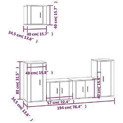 Maison Chic Ensemble de meubles TV 5 pcs pour salon - Noir Bois d'ingénierie -MN19229 pas cher