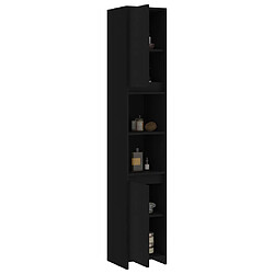 Acheter Maison Chic Armoire de salle de bain,Meuble de rangement,Meuble haut Noir 30x30x183,5 cm Aggloméré -GKD936805