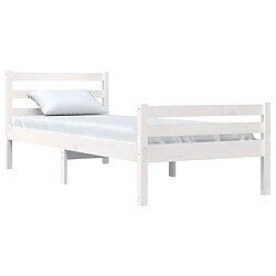 Avis Maison Chic Lit adulte - Lit simple Cadre de lit,Structure du lit Contemporain Blanc Bois massif 100x200 cm -MN92300