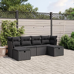 vidaXL Salon de jardin 6 pcs avec coussins noir résine tressée