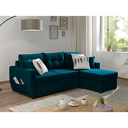 Bestmobilier Astoria - canapé d'angle réversible - convertible avec coffre - style contemporain- 4 places Astoria - canapé d'angle réversible - convertible avec coffre - style contemporain- 4 places - Bleu canard