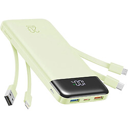 SANAG Power Bank 20000Mah, Chargeur Portable À Chargement Rapide Avec Câbles Intégrés, 5 Sorties Et 4 Entrées Pour Iphone 14 13 12 11 Samsung S21 S22(Vert)