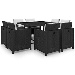 Maison Chic Salon de jardin 9 pcs + coussins - Mobilier/Meubles de jardin - Table et chaises d'extérieur Résine tressée Noir -MN50540