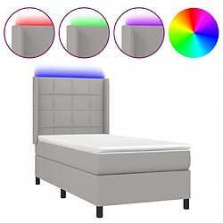 vidaXL Sommier à lattes de lit matelas LED Gris clair 90x190cm Tissu