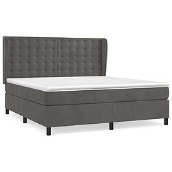 Maison Chic Lit adulte- Lit + matelas,Sommier à lattes de lit et matelas Gris foncé 180x200cm Velours -GKD54471