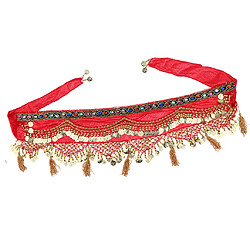 paillettes de danse du ventre hanche foulard femme jupe avec pièces d'or rouge pas cher