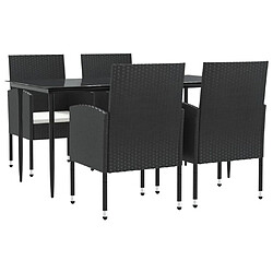 vidaXL Ensemble à manger de jardin 5 pcs noir résine tressée et acier