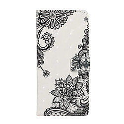 Etui en PU impression de motif de décoration spot lumineux avec support fleur en dentelle pour votre Samsung Galaxy A51 SM-A515