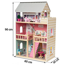 Mamabrum Grande Maison de Poupées en Bois pour Enfants Éclairage LED 123 x 34 x 114 cm pas cher