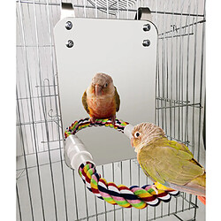 Avis Grand Miroir Parrot Avec Perche En Corde Et Jouet De Cage à Mâcher