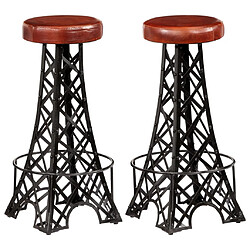 vidaXL Tabourets de bar lot de 2 cuir véritable