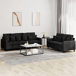 Maison Chic Ensemble de canapés 2 pcs avec coussins, Canapé droit Sofa pour Salon Noir Velours -GKD131391