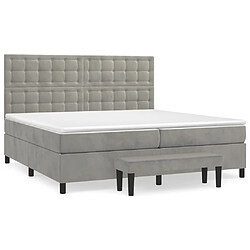 Maison Chic Lit Adulte - Lit simple Lit à sommier tapissier et matelas moelleux - Meuble de Chambre - Gris clair 200x200cm Velours -MN73564