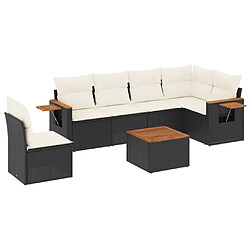 Maison Chic Salon de jardin 7 pcs avec coussins | Ensemble de Table et chaises | Mobilier d'Extérieur noir résine tressée -GKD29047