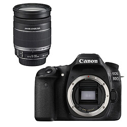 CANON Canon EOS 80D + EF-S 18-200mm f/3.5-5.6 IS - Appareil photo 24.2 MP - Vidéo Full HD - Ecran LCD 3' tactile et orientable - Wi-Fi - NFC + Zoom transtandard stabilisé