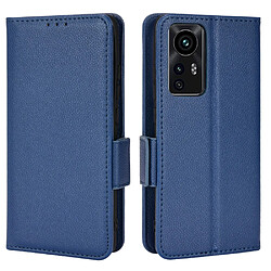 Etui en PU texture litchi, fermeture aimantée, antichoc avec support bleu foncé pour votre Xiaomi 12/12X